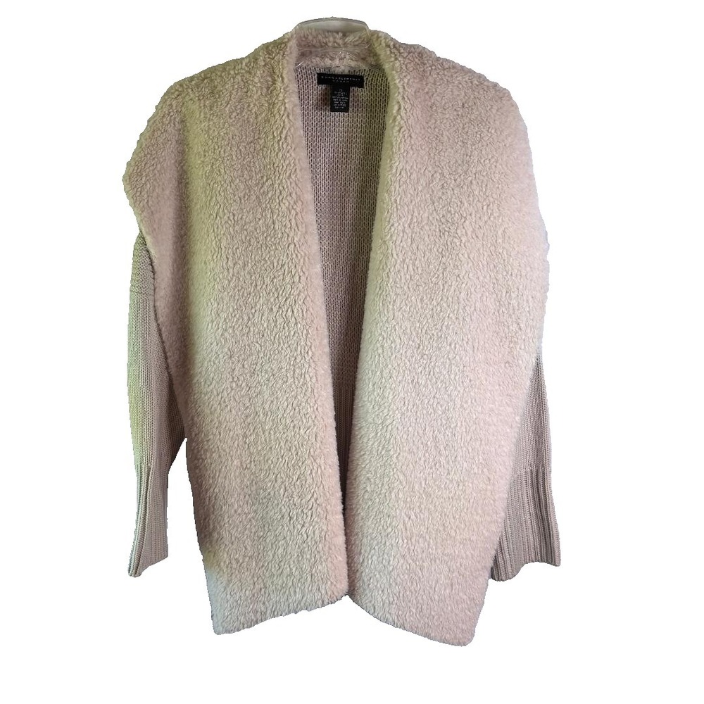 Grace Elements Cardigan Sweater Jacket Beige Women's Size 3X Faux‎ Fur